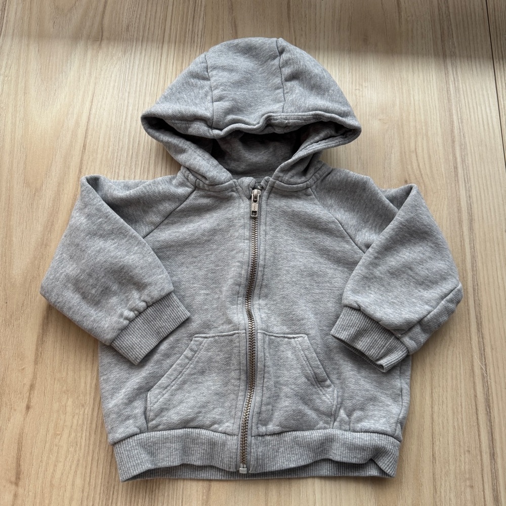 H&M Light Gray Hooded Zip Sweatshirt for Kids
